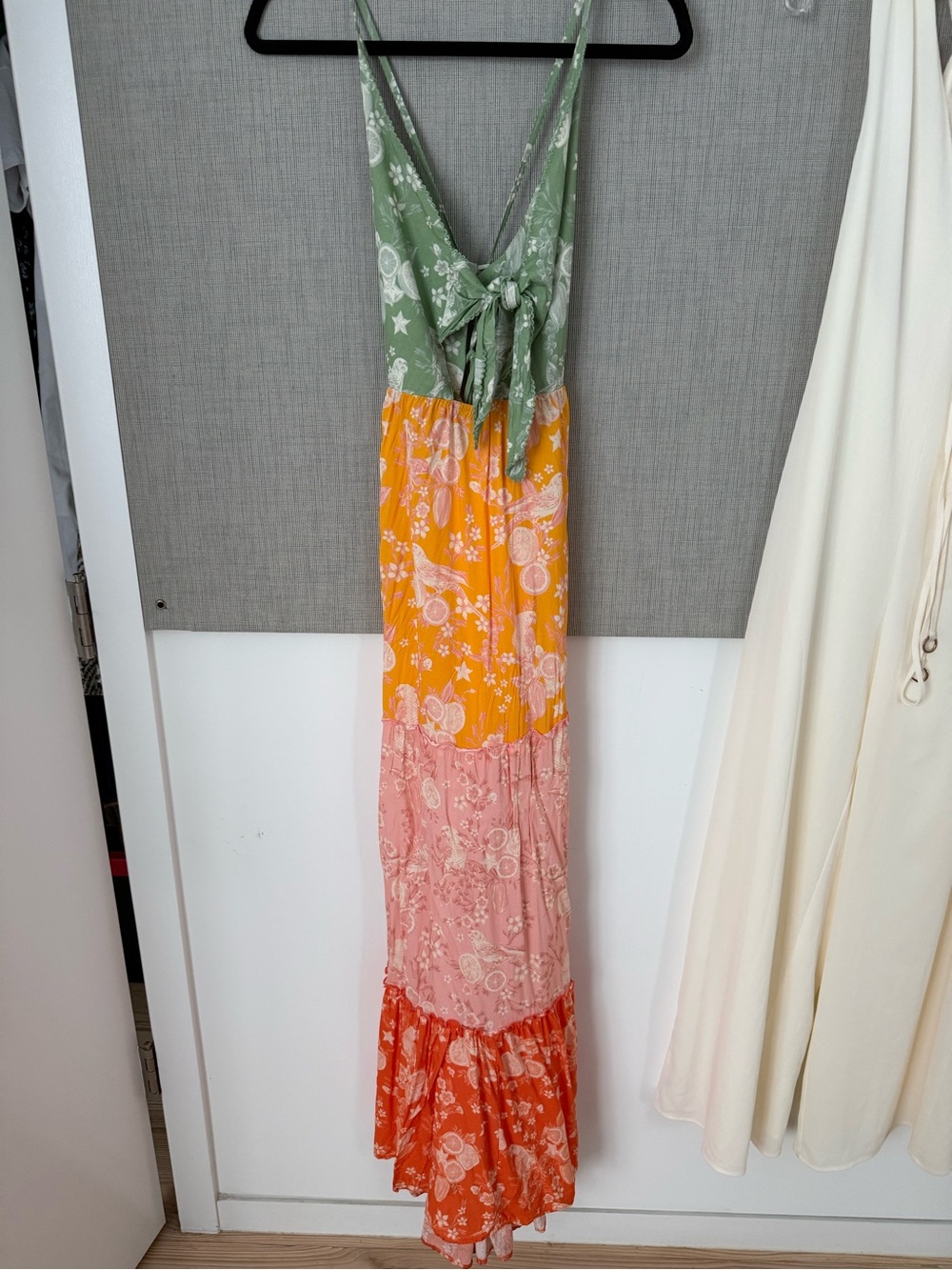 Agua Bendita Fairy Mita Maxi Dress | Patchwork Bird & Citrus Print | Size M - Picture 5 of 16